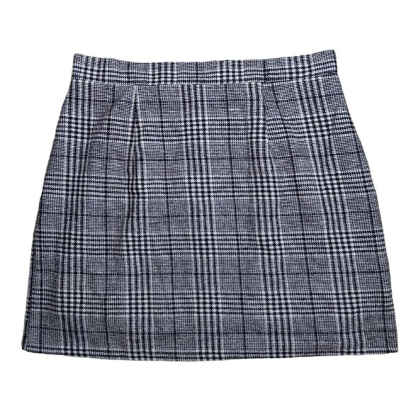 Black White Plaid Gingham Mini Skirt Size XL - Picture 1 of 4